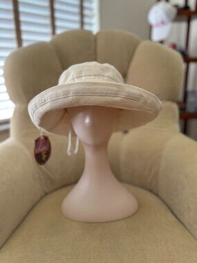 NEW Auth SCALIA Natural Cotton Canvas UPF Protection Brim Sun Hat